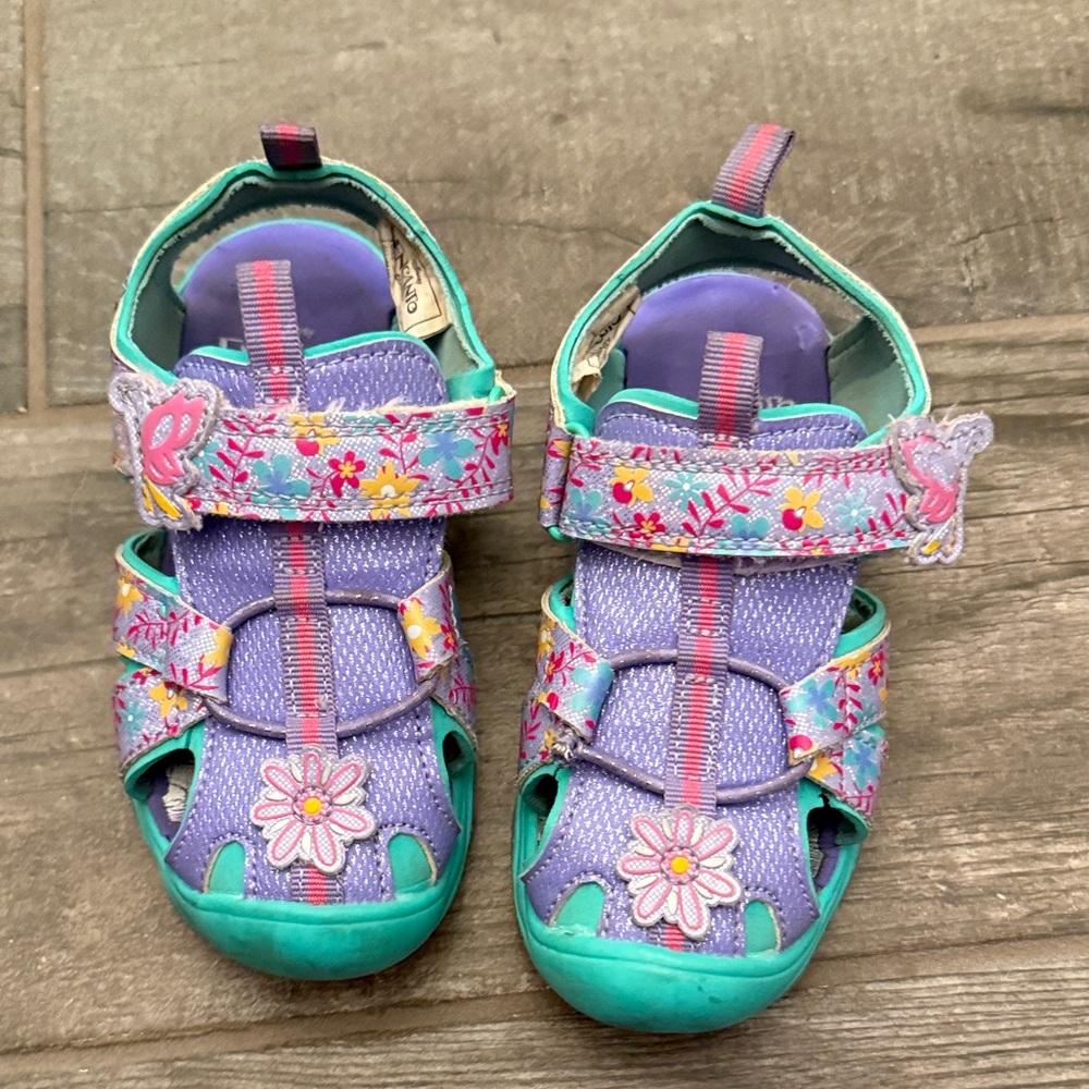 Disney Floral Kids Sandals - Purple and Teal
